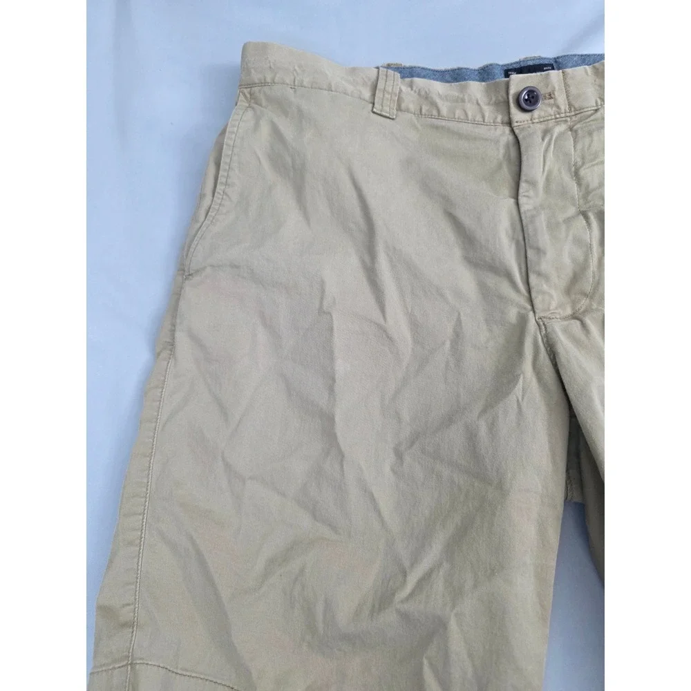 J.Crew Stretch Chino Shorts Mens 33 Khaki Tan 9 Inch Inseam Cotton Blend